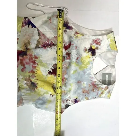 Hunter Bell Dress Size 2 Pixel Floral Sleeveless Open Diamond Back Fit Flare